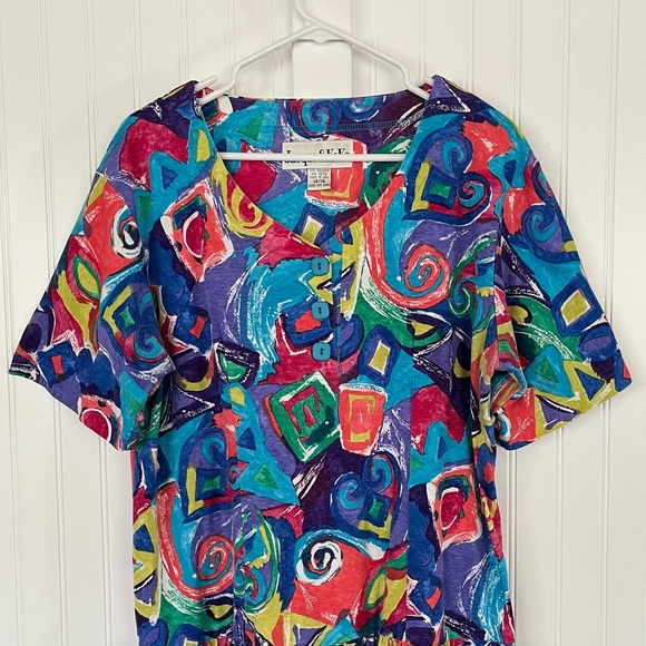 Vintage Colorful Maxi Dress Casual Wild Crazy Pattern Unique Artsy Abstract 14 - Picture 11 of 14